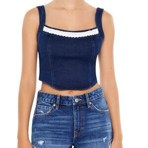 Forever 21 Blue Sleeveless Bustier Crop Top